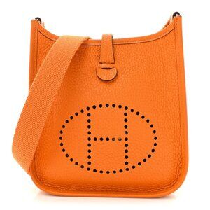 Hermes Taurillon Clemence Evelyne TPM Abricot Crossbody Shoulder Bag